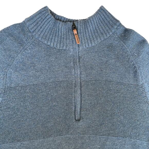 SmartWool Men’s 1/4 Zip Sweater Textured Mock Neck Pullover Blue Med - Picture 3 of 9
